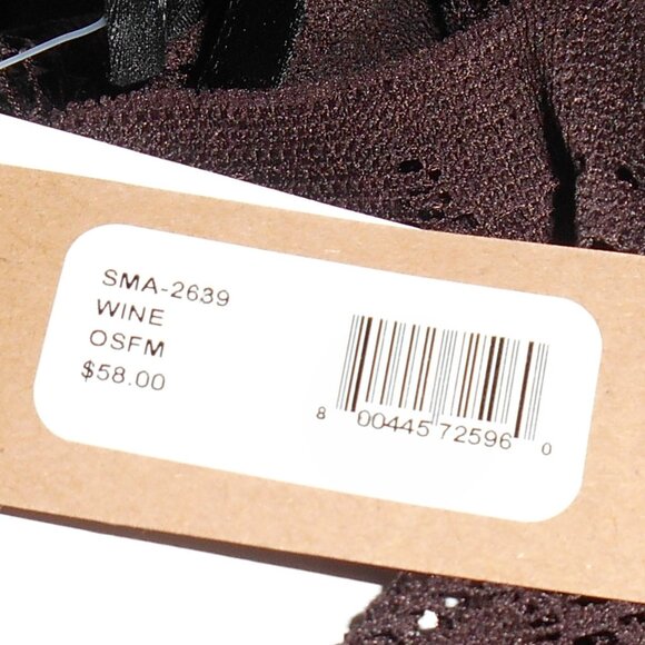 STEVE MADDEN FRINGE OPENWORK WOVEN LACE WINE ONE SIZE FITS ALL COVER SHAWL NWT - Picture 8 of 8